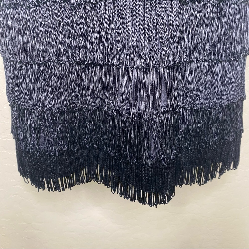 Frederick's Of Hollywood Vintage Elegant Black Fringe Mini Dress Size S — image 6 of 8